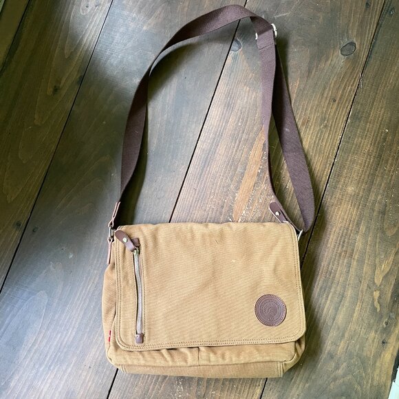 Brown Messenger Bag by Augur Strauss, Canvas Bag with Leather Accents - Picture 14 of 14